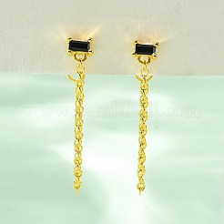 Real 18K Gold Plated 925 Sterling Silver Chains Front Back Stud Earrings&nbsp;PA4661-1
