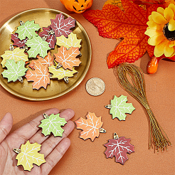 24Pcs Wood Maple Leaf Pendant Decorations&nbsp;AJEW-PH0008-20