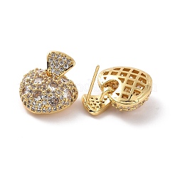 Clear Cubic Zirconia Heart Dangle Stud Earrings&nbsp;EJEW-F298-09G