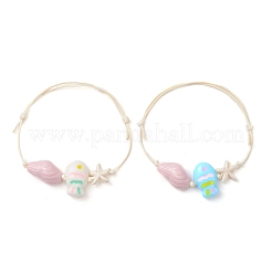2Pcs Adjustable Acrylic Beaded Braided Bead Bracelets&nbsp;BJEW-JB14050