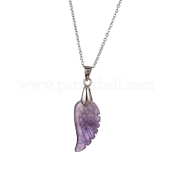 Natural Mixed Gemstone Wing Pendant Necklaces&nbsp;NJEW-JN04506