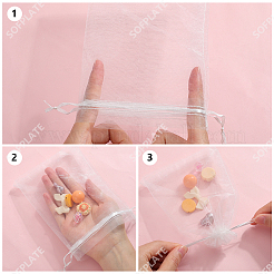 100Pcs Organza Bags Jewellery Storage Pouches Wedding Favour Party Mesh Drawstring Gift&nbsp;OP-SP0001-01B