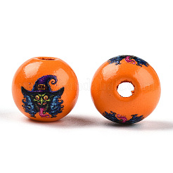 Halloween Theme Wood European Beads&nbsp;WOOD-N016-04G