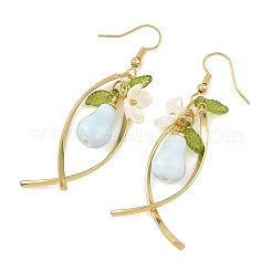 Handmade Porcelain & Brass Dangle Earrings for Women&nbsp;EJEW-JE07508