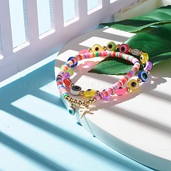 Handmade Polymer Clay Heishi Beads Stretch Bracelets Set&nbsp;BJEW-JB07274