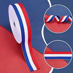 50 Yards Tricolor Polyester Striped Grosgrain Ribbon&nbsp;OCOR-WH0112-004A