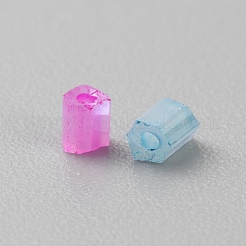 Opaque Colours Glass Hexagon Bugle Beads&nbsp;GLAA-TAC0005-008B