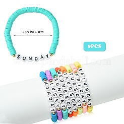8Pcs 8 Colors Polymer Clay Beaded Stretch Bracelets&nbsp;BJEW-SW00146