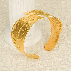 Leaf 304 Stainless Steel Cuff Bangles for Women&nbsp;CM7227-2