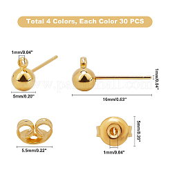 240Pcs 8 Colors Brass Ball Post Ear Studs&nbsp;KK-FH0001-86