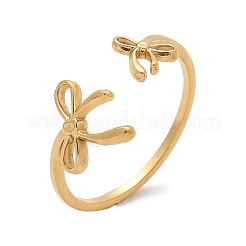 304 Stainless Steel Bowknot Cuff Rings&nbsp;RJEW-H246-01G-01