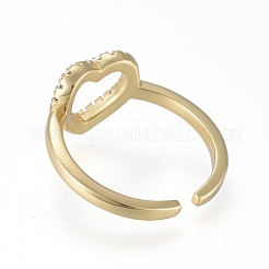 Brass Micro Pave Clear Cubic Zirconia Cuff Rings&nbsp;RJEW-K232-07G