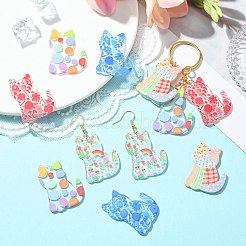 15Pcs 5 Colors Transparent Acrylic Pendant&nbsp;ENAM-SZ0004-28