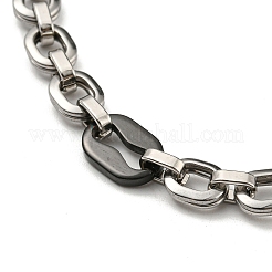 Non-Tarnish Two Tone 201 Stainless Steel Oval Link Chain Bracelet&nbsp;BJEW-B078-37BP