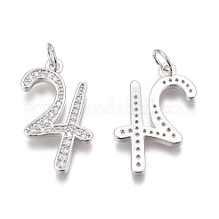 Brass Micro Pave Clear Cubic Zirconia Pendants&nbsp;ZIRC-O035-08P