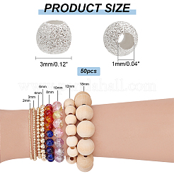 50Pcs Round 925 Sterling Silver Textured Beads&nbsp;STER-PH0001-66