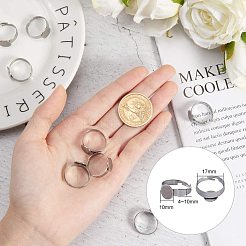 Adjustable 304 Stainless Steel Finger Rings Components&nbsp;STAS-PH0019-20P