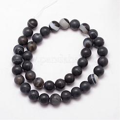 Natural Black Agate Bead Strands&nbsp;G-K166-12-8mm-03