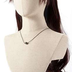 Pearl Luster Plated Round Faceted Natural Agate Pendant Necklace&nbsp;NJEW-JN03657-02