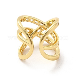 Clear Cubic Zirconia Criss Cross Open Cuff Ring&nbsp;RJEW-C055-02G