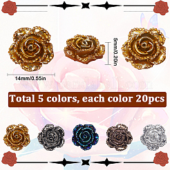 100Pcs 5 Colors Electroplated Resin Cabochons&nbsp;CRES-SC0002-61