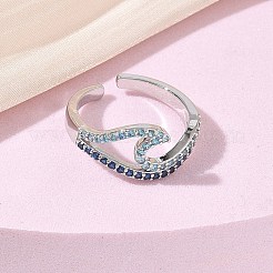 Brass Micro Pave Cubic Zirconia Cuff Open Rings&nbsp;CU-CBAEC29-06P