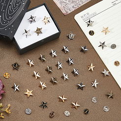 100Pcs 4 Colors Alloy Star Lapel Pin Back Brooch&nbsp;JEWB-FH0003-01