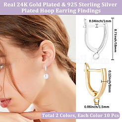 20Pcs 2 Colors Rack Plating Eco-friendly Brass Hoop Earring Findings with Latch Back Closure&nbsp;KK-BBC0027-50