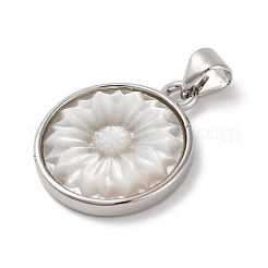 Natural White Shell Carved Sunflower Pendants&nbsp;KK-D537-03P-02