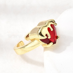 Glass Cuff Open Rings&nbsp;RJEW-P178-01B-G