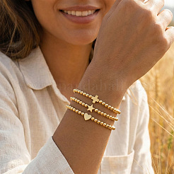 3Pcs Minimalist Brass Beads Stretch Bracelets Set for Women&nbsp;ZD2300-5