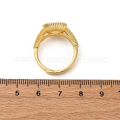 Round Brass Micro Pave Clear Cubic Zirconia Adjustable Ring Settings&nbsp;KK-D378-35G