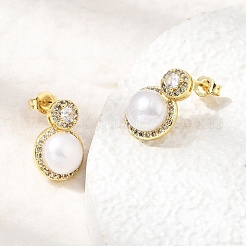 Brass Micro Pave Cubic Zirconia Stud Earrings&nbsp;CU-CBABA66-08G