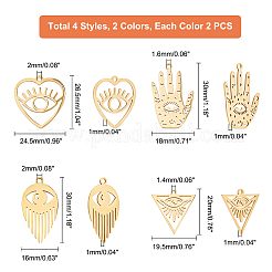 16Pcs 4 Style 201 Stainless Steel Pendants&nbsp;STAS-DC0001-63