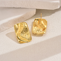 Elegant Brass Rectangle Stud Earrings&nbsp;DW3879