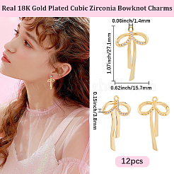 12Pcs Brass Micro Pave Clear Cubic Zirconia Pendants&nbsp;KK-BBC0022-12