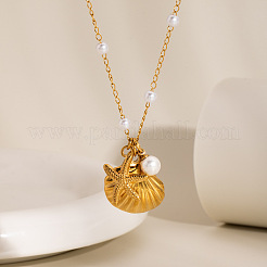 Summer Shell Shape & Starfish Stainless Steel Pendant Necklaces&nbsp;ME5016-3