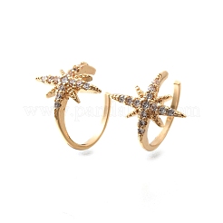Brass Clear Cubic Zirconia Cuff Earrings&nbsp;EJEW-Q025-05G
