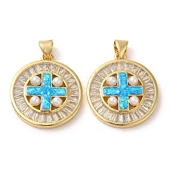 Rack Plating Brass Micro Pave Cubic Zirconia Pendants&nbsp;KK-P268-08A-G