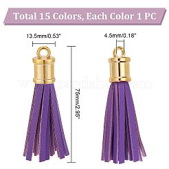 15Pcs 15 Colors Imitation Leather Big Tassel Pendants&nbsp;FIND-PH0008-26