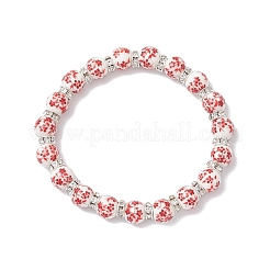 Flower Printed Porcelain Ceramic Beads Stretch Bracelets for Women&nbsp;BJEW-JB12375