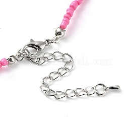 Glass Flower Beaded Necklace&nbsp;NJEW-Z029-03C