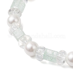 Crackle Glass & Shell Pearl Beaded Stretch Bracelets for Women&nbsp;BJEW-JB12384-03