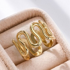 Wave 304 Stainless Steel Finger Rings for Women&nbsp;RJEW-F174-06G