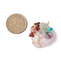 Natural & Synthetic Mixed Gemstone Copper Wire Wrapped Heart Pendants&nbsp;PALLOY-JF02847