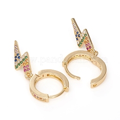 Brass Micro Pave Cubic Zirconia Huggie Hoop Earrings&nbsp;EJEW-G276-21G