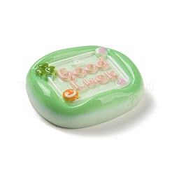 Square Cartoon Word Good Luck Opaque Resin Decoden Cabochons&nbsp;RESI-R447-02E