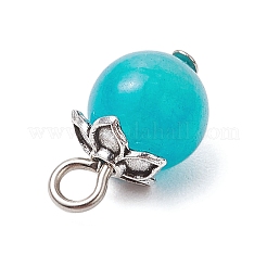 18Pcs 9 Colors Dyed Natural Yellow Jade & Malaysia Jade & Green Jade Round Charms&nbsp;PALLOY-JF03656