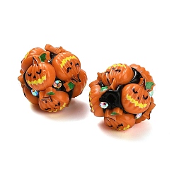 Halloween Theme Polymer Clay Rhinestone Beads with Resin&nbsp;RESI-Z045-02B-02