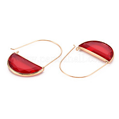 Brass Glass Hoop Earrings&nbsp;EJEW-Q021-001